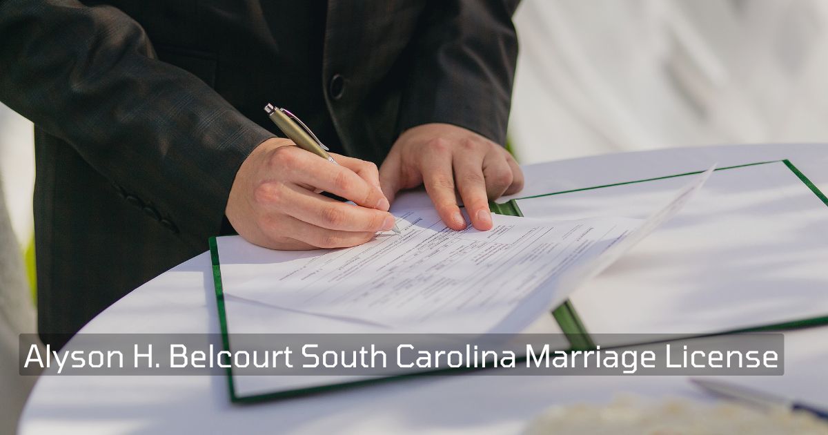 Alyson H. Belcourt South Carolina Marriage License